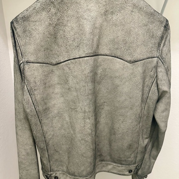 John Varvatos Men’s Leather Jacket – Distressed Gray – Size 58 (Fits XL) - Picture 3 of 5